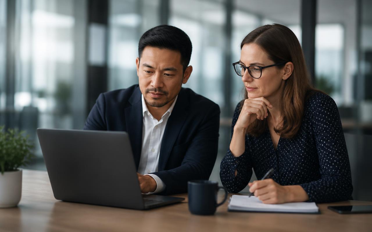 Hiring managers reviewing candidate profiles together