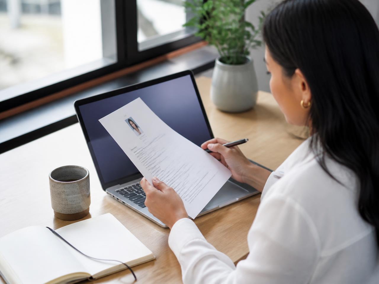 Executive reviewing career documents